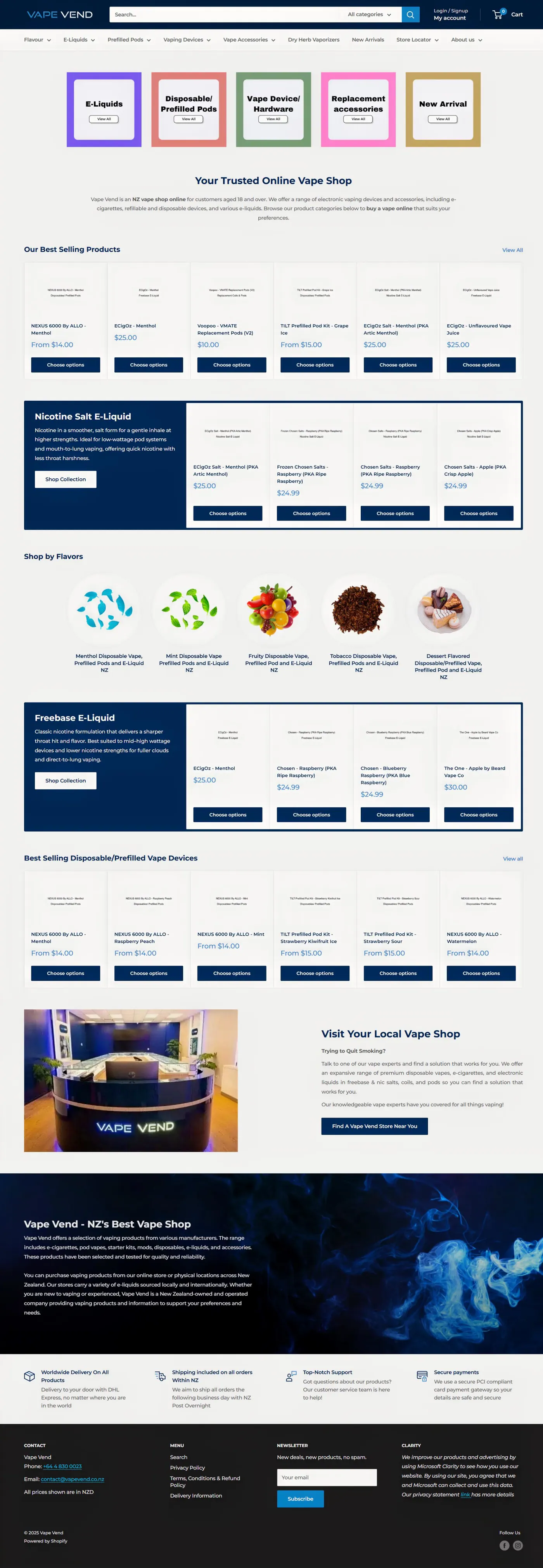 Vape Vend NZ storefront preview